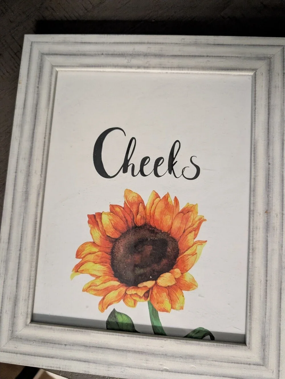 Sunflower Wall Art Set - Rustic White Frame (Hello / Sweet / Cheeks) 8x10 *Set 3